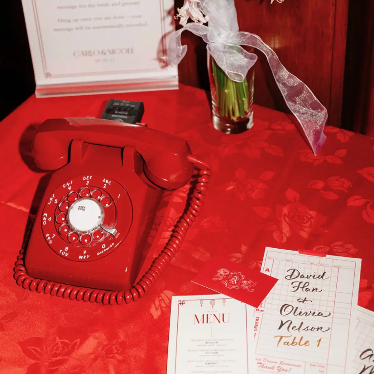 The Stevie - Red Rotary Phone Audio Guest Book - Meta To Beep